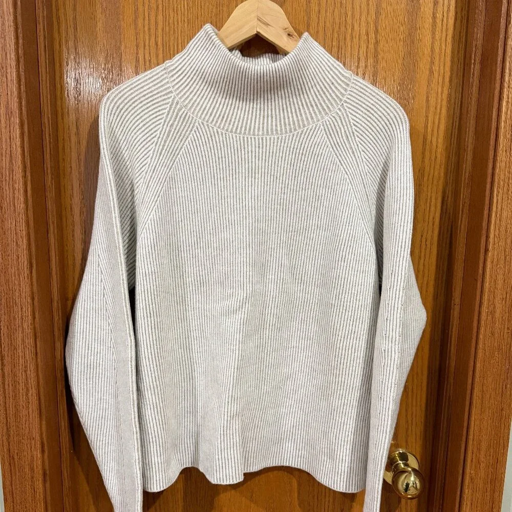 cyrus ribbed mock neck sweater in light tan size L like new - Picture 1 of 6